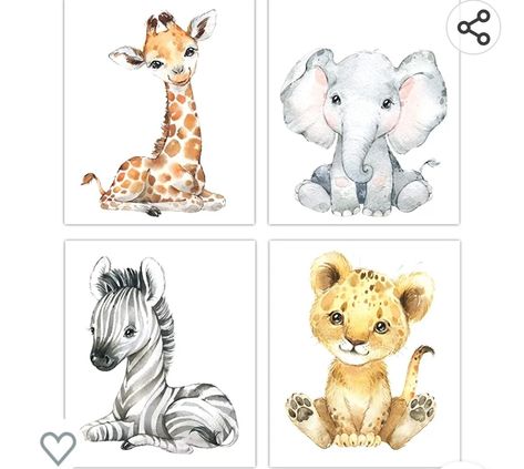 Safari Room Decor, Animal Pictures For Kids, Safari Animal Wall Art, Safari Nursery Art, Safari Baby Animals, Baby Animal Art, Baby Nursery Art, Baby Animal Drawings, Safari Animals Nursery