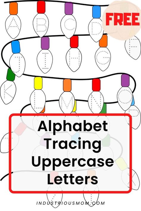 Download this free alphabet uppercase letters tracing page for kids. The dot on each letter helps to indicate where to start tracing. Christmas lights as a background make this worksheet more colorful and Christmas-inspired. I create printable worksheets. Follow me to see more of my content. Save this pin to return to it later. December Preschool Themes, Free Printable Christmas Worksheets, Christmas Worksheets Kindergarten, Letter Worksheets Kindergarten, Name Activities Preschool, Kindergarten Christmas Crafts, Letter Worksheets For Preschool, Winter Activities Preschool, Kindergarten Letters