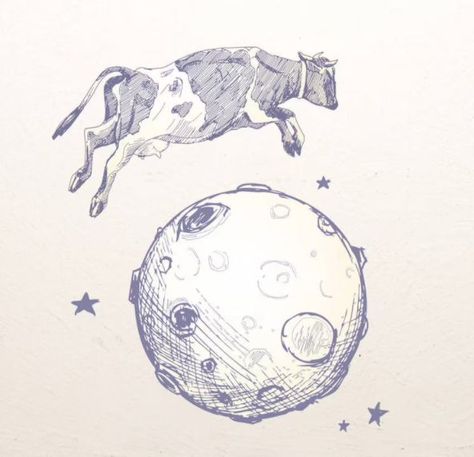 Cow Jumping Over The Moon, Cow Jumping, Cow Tattoo, Wall Stickers For Kids, Moon Tattoo Designs, Childrens Wall Stickers, Stickers For Kids, Moon Drawing, Next Tattoo