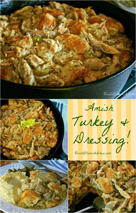 Turkey Dressing Casserole, Chicken Dressing Casserole, Dressing Casserole, Chicken And Dressing, Chicken And Dressing Casserole, Turkey Dressing, Amish Chicken, Chicken Dressing, Stuffing Casserole