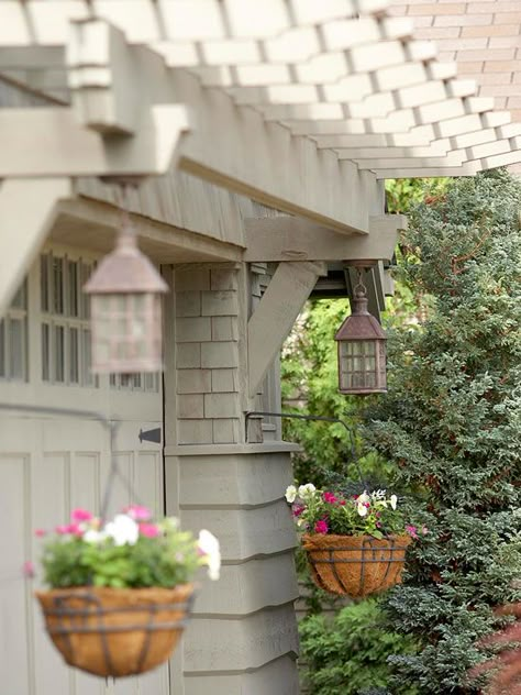 Garage Entrance, Garage Designs, Garage Pergola, Garage Exterior, Garage Remodel, Pergola Design, Craftsman Style Home, Craftsman Style Homes, Craftsman Bungalows