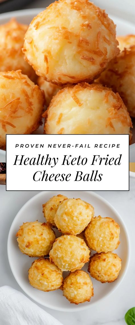 Image for Healthy Keto Fried Cheese Balls Snacks Without Carbs, Keto Fried Cheese, Healthy Snacks Salty, Low Fat Appetizers, Savory Cheese Ball, Fried Cheese Balls, Healthy Salty Snacks, Carnivore Snacks, Cheese Sausage Balls