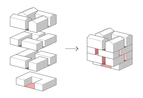 Gallery - Gap House / Archihood WXY - 34 Box Architecture, Origami Architecture, Co Housing, Collective Housing, Pavilion Architecture, Architecture Concept Diagram, Concept Diagram, Architecture Graphics, Architecture Design Concept