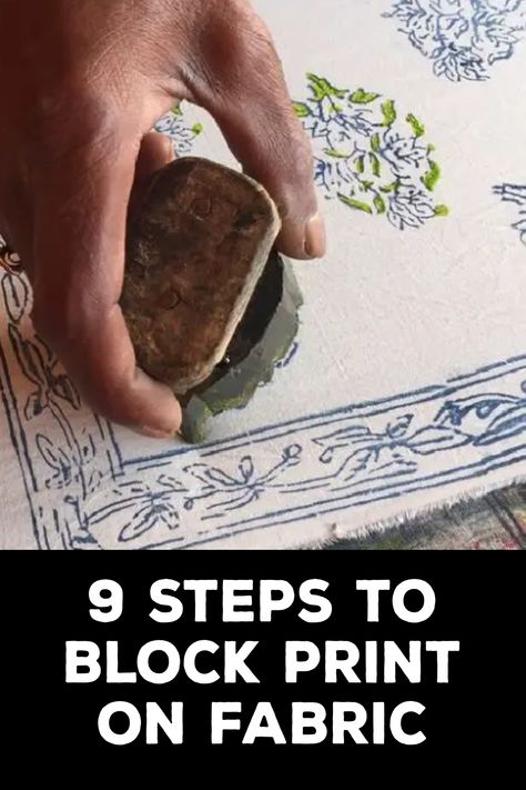 How to Block Print on Fabric Stamping On Fabric Ideas, How To Block Print On Fabric, Block Printing On Clothes, Hand Block Printed Fabrics, Diy Block Print, Block Print Motifs, Diy Block Printing, Fabric Stamping Diy, Block Printing On Fabric