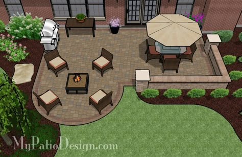 this is exactly what I've been looking for! The size and shape are prefect for our back yard. I would make it a deck not a patio though.  Patio. Patio Blocks, Patio Plans, Patio Pavers Design, Restaurant Patio, Diy Outdoor Decor, Brick Patios, Back Yard Ideas, Have Inspiration, Patio Backyard