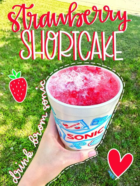 Oh my gosh guys!!!😱I think I have found my new favorite sweet treat Sonic Drink and I have to share it with you all!🥤 What is yo Strawberry Shortcake In A Cup, Sonic Drinks, Flavored Water Drinks, Italian Cream Soda, Soda Bar, Flavored Water Recipes, Starbucks Coffee Drinks, Happy Hour Drinks, Summer Drink Recipes