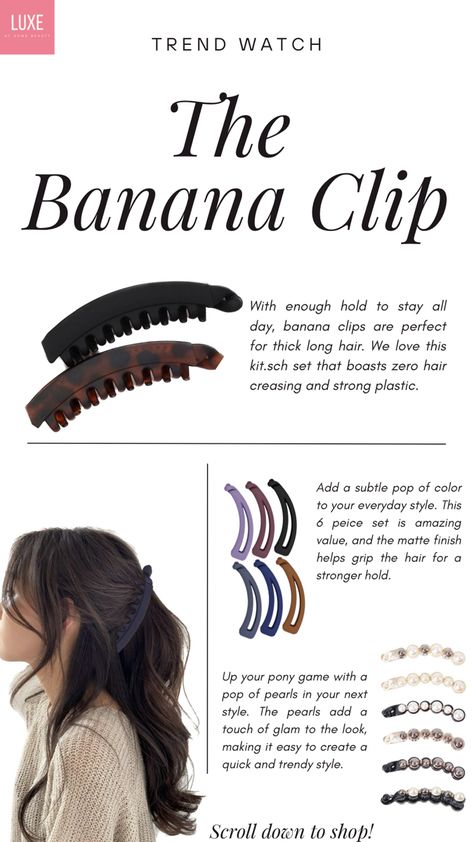 Banana clips, how to achieve trendy hairstyles Banana Clutcher Hairstyles, Banana Clip Ponytail, French Twist Clip, How To Use A Banana Clip, French Clip Hairstyles, Banana Hair Clip Hairstyles, Half French Twist, Banana Clip Hairstyles, Banana Clip Hair