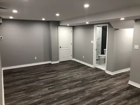 Floor Heating basement installation in LVT Gray Floor Basement Ideas, Beautiful Basements, Basement Color Schemes, Grey Flooring Living Room, Melting Design, Small Bedroom Hacks, Gray Basement, Basement Colors, Basement Finishing