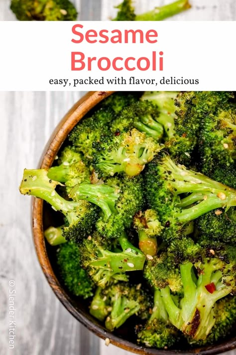 Sesame Broccoli Recipe, Roasting Broccoli In Oven, Sesame Broccoli, Broccoli Roasted, Asian Broccoli, Seasoned Broccoli, Broccoli Recipes Side Dish, Broccoli Side Dish, Roasted Broccoli Recipe