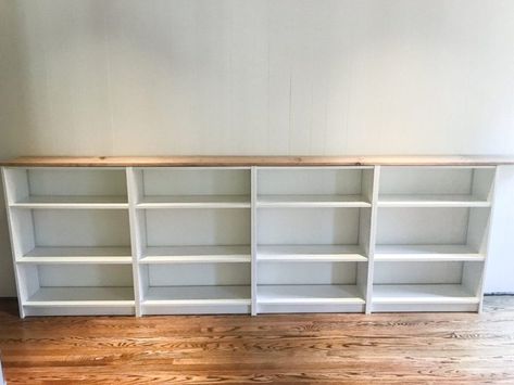 DIY Playroom Bookcase Built-Ins - Bless'er House How To Build Bookcase, Playroom Bookcase, Build Bookcase, Playroom Makeover, Billy Ikea, Low Bookshelves, Billy Bookcases, Billy Bookcase Hack, Diy Playroom