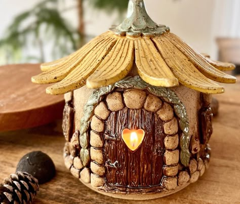 Air Dry Clay Fairy House, Air Dry Clay Fairy, Clay Fairy Houses, Ceramic Fairy House, Ceramic Fairy, Clay Fairy, Clay Fairy House, Birthday Presents For Mom, Ceramic Texture