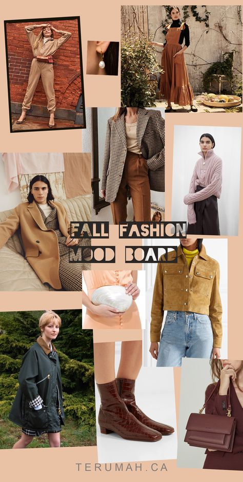 Fall Fashion Mood Board - Terumah Fall Fashion Mood Board Inspiration, Autumn Mood Board Fashion, Mood Broad, Mood Board Fashion Inspiration, Slow Fashion Clothes, Board Photography, Fashion Presentation, Story Questions, Fashion Portfolio Layout