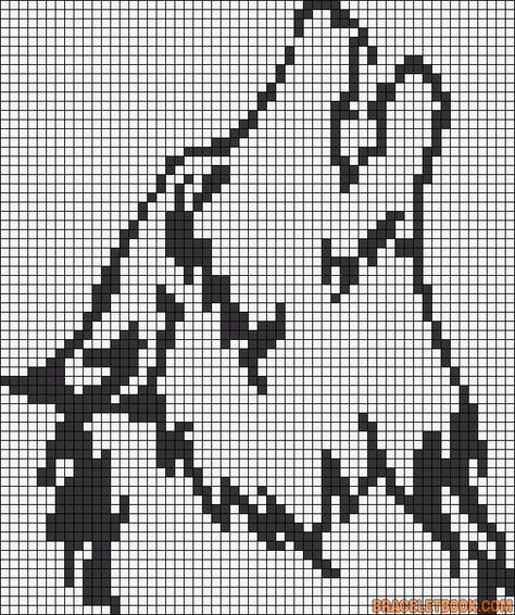 Alpha Pattern #13555 added by puppydog Grille Pixel Art, Wolf Cross Stitch, Maglia Fair Isle, Crochet Wolf, فن النسيج, Modele Pixel Art, Graph Paper Designs, Graph Paper Drawings, Art Perle