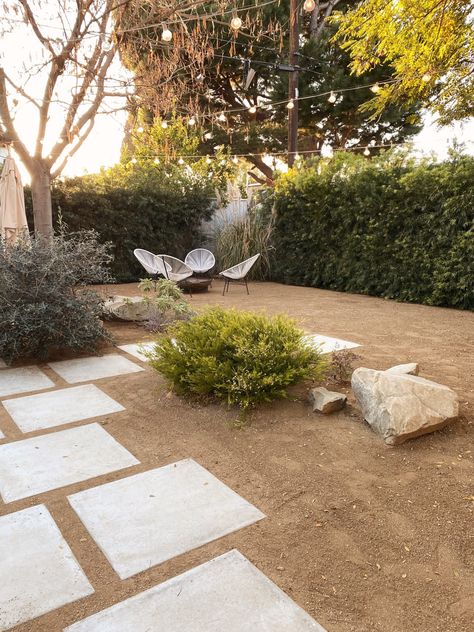 our backyard redo– the plan – almost makes perfect Granite Patio Ideas, Desert Backyard Ideas, Mexican Patios, Paver Landscaping, Podocarpus Hedge, Airbnb Backyard, Granite Patio, Desert Ranch, Desert Landscaping Backyard