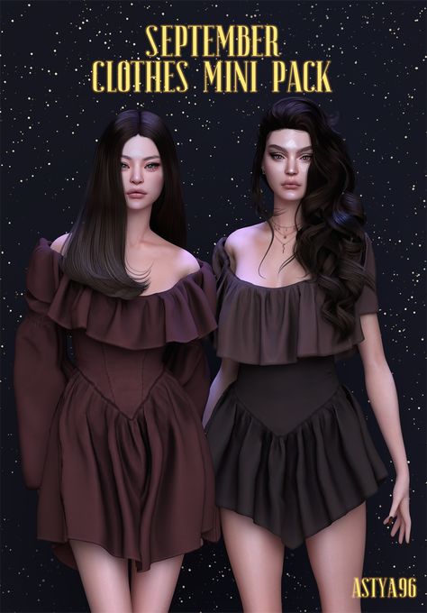 Работы креатора astya96: sims 4 custom content | Patreon September Clothes, Sims4 Cc Clothes, Sims Dresses, Ts4 Cc Alpha, Long Ruffle Dress, Sims 4 Cc Female, Sims Fashion, Ruffled Top Dress, Sims 4 Outfits