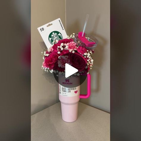 Stanley Flower Bouquet, Stanley Cup Flower Arrangement, Cup Flower, Bouquet Gift, Flowers Bouquet Gift, Birthday Decor, Stanley Cup, Starbucks Cups, Flower Arrangement