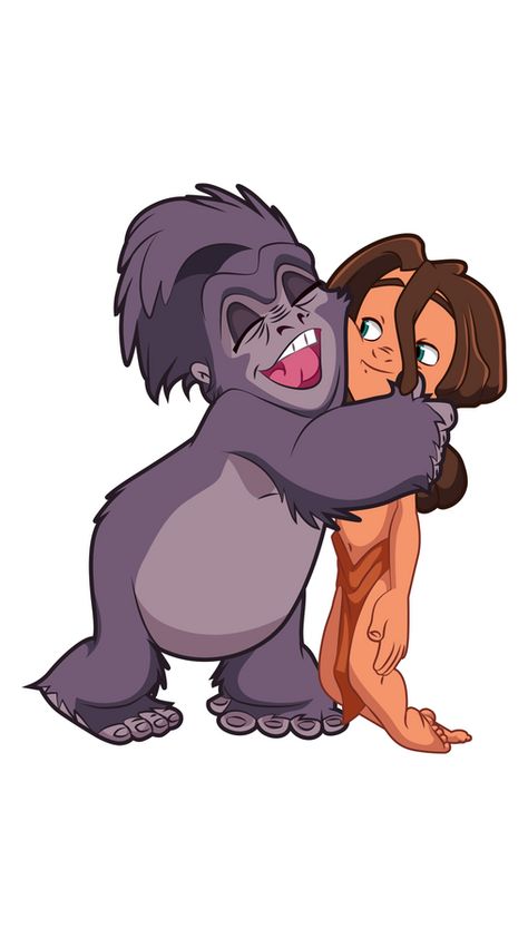 Disney Characters Eating, Terk Tarzan, Tarzan Tattoo, Hugs Sticker, Soda Sticker, Baby Tarzan, Rugrats Cartoon, Pizza Sticker, Tarzan Disney