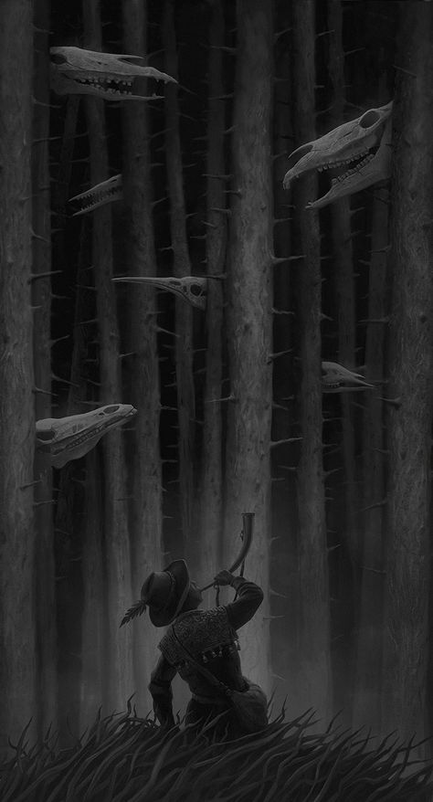 Creepy Forest Monster, Black Forest Art, Dark Forest Illustration, Alexey Egorov, Horror Nature, Forest Monster, Horror Forest, Scary Forest, Spooky Forest