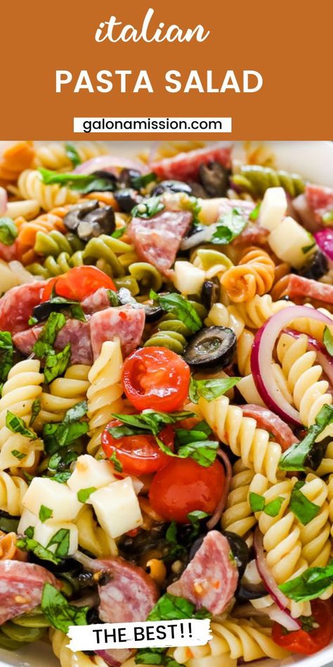 Tri Color Pasta Salad Recipes With Italian Dressing, Italian Rotini Pasta Salad, Cold Italian Pasta Salad Recipes, Pasta Salad Recipes With Salami, Cold Pasta Salad Recipes Italian, Tri Colored Pasta Salad, Tricolor Pasta Salad, Best Pasta Salads, Pasta Salad With Salami