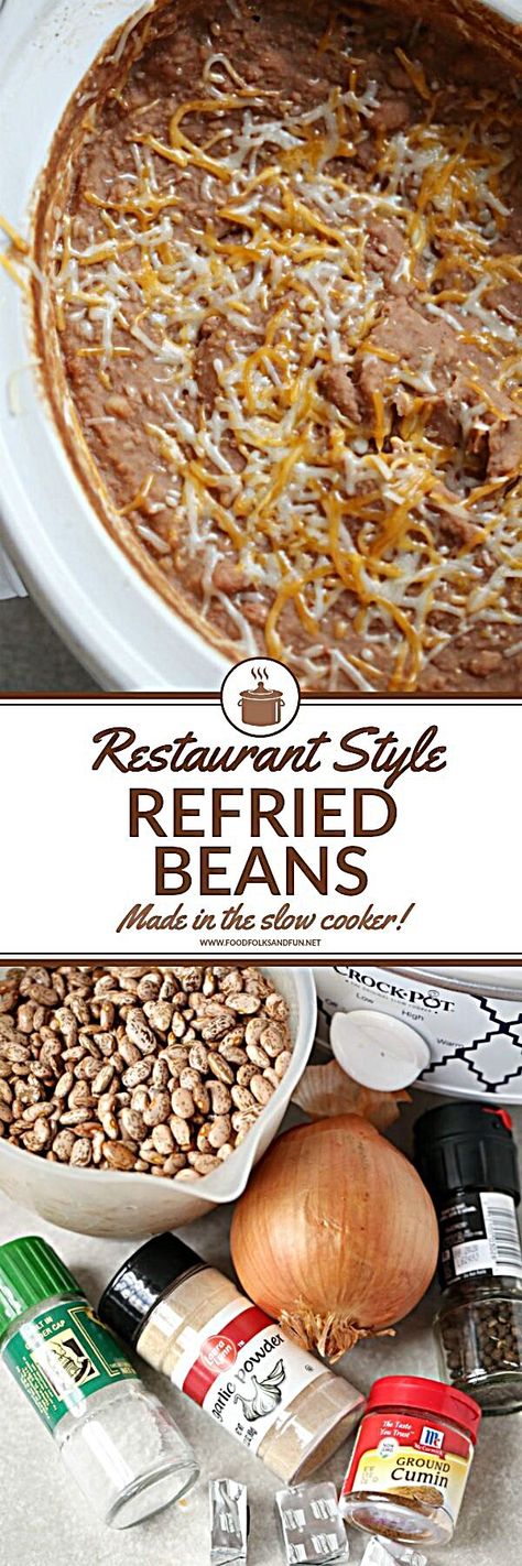 Restaurant Style Refried Beans Recipe, Best Refried Beans Recipe, Restaurant Style Refried Beans, Desserts Crockpot, Best Refried Beans, Crockpot Refried Beans, Desserts Restaurant, Restaurant Desserts, Refried Beans Recipe