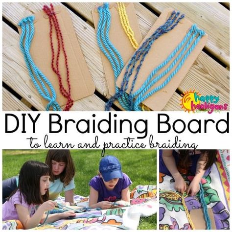 Homemade Braiding Board - A Fun Way For Kids to Learn How to Braid Braids Sketch, Kids Weaving Projects, Older Kids Crafts, Yarn Crafts For Kids, How To Braid, Weaving For Kids, Kids Homemade, How To Teach Kids, Board For Kids