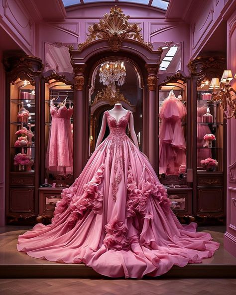 Pink Barbie Aesthetic, Barbie Aesthetics, Gown Aesthetic, Barbie Aesthetic, Look Rose, Pink Wedding Dress, Pink Barbie, Fantasy Gowns, فستان سهرة