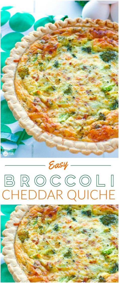 This easy vegetarian broccoli quiche recipe has a creamy smooth custard interior, and it’s filled with broccoli and sharp white cheddar cheese. | Vegetarian Quiche | Broccoli Cheddar Quiche | Brunch Recipe | Breakfast Recipe #Quiche #BrunchRecipe #BreakfastRecipe Quiche Brunch, Broccoli Cheese Quiche, Broccoli Quiche Recipes, Broccoli Cheddar Quiche, Cheese Quiche Recipe, Cheddar Quiche, Quiche Muffins, Vegetarian Quiche, Broccoli Quiche