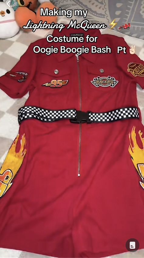 Lightning Mcqueen Costume Women, Mcqueen Costume, Lightning Mcqueen Costume, Dynamic Duo Costumes, Oogie Boogie Costume, Car Costume, Duo Costumes, Disney Outfit, Diy Jacket