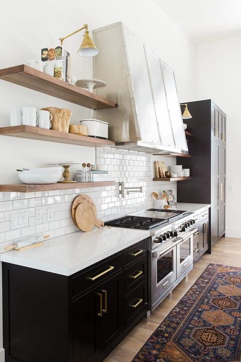 Kitchen Cabinets In Small Kitchen, Cabinets In Small Kitchen, Black Kitchen Cabinets Farmhouse, Diy Black Kitchen, Small Kitchen Black, Farmhouse Black Kitchen, Kitchen Cabinets Knobs, Raw Aesthetic, Tricorn Black