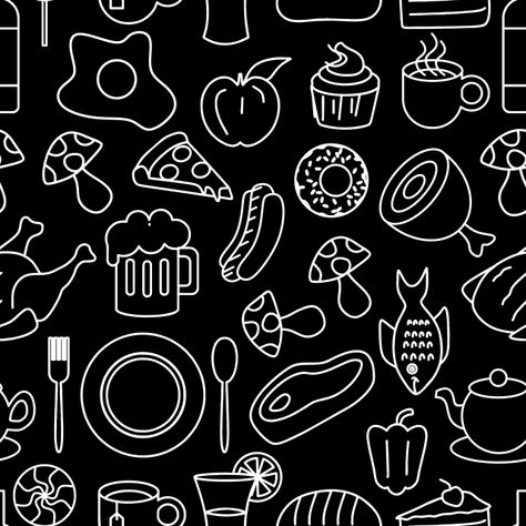 Meal Drawing, Graphic Design Background, Pattern Doodle, Wallpaper Seamless, Food Doodles, Doodle Background, Line Art Vector, Vector Food, Vector Background Pattern