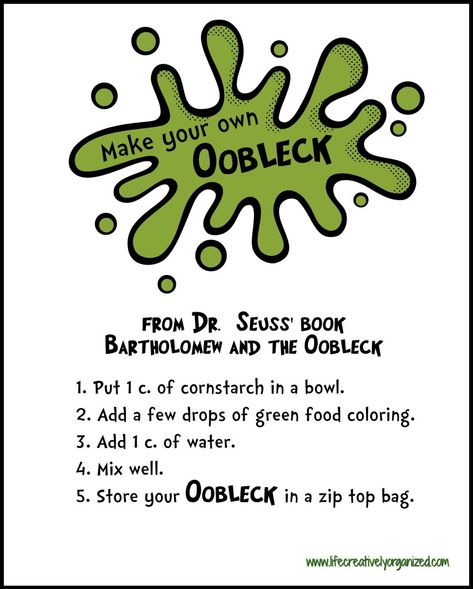 Dr. Suess, Dr Seuss Birthday Party Ideas, Oobleck Recipe, Dr Seuss Preschool Activities, March Lesson Plans, Bartholomew And The Oobleck, Dr Seuss Art, Dr Seuss Preschool, March Lessons