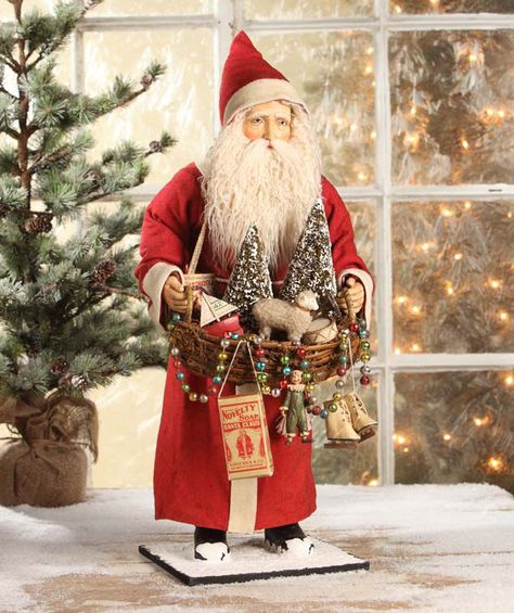 Paper Mache Christmas, Santa Claus Figure, Bethany Lowe Designs, Santa Claus Decorations, Santa Claus Doll, Santa Art, Primitive Santa, Prim Christmas, Santa Doll