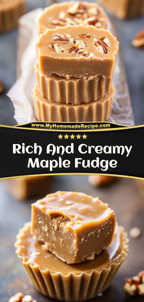 This rich maple fudge is smooth, creamy, and filled with sweet maple flavor. A delightful treat for any occasion! Ingredients: 1 cup maple syrup 1 cup heavy cream ½ cup sugar ¼ cup butter Enjoy this maple fudge for a melt-in-your-mouth dessert Maple Syrup Fudge Recipe, Maple Candy Recipe, Creamy Fudge Recipe, Maple Fudge Recipes, Maple Syrup Candy, Holiday Fudge Recipes, New Christmas Traditions, Heavy Cream Recipes, Yule Gifts