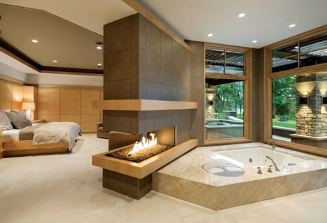 Bruce Lenzen Design & Build Home in Lakeland Shores Jacuzzi Tub Bathroom, Bedroom With Bath, Luxury Bedroom Design, Dream Bathrooms, Luxury Bedroom, Beautiful Bathrooms, Home Room Design, Modern Bathroom Design, Casas De Ensueño