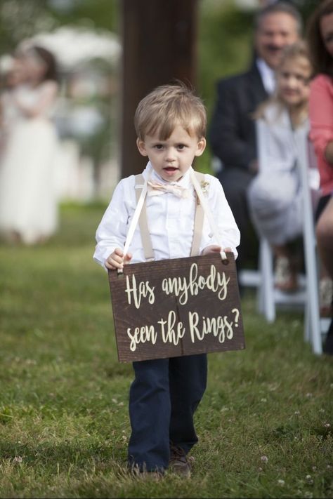 15 Funny Wedding Signs That Will Make Your Guests LOL - Here are a few of our favorite funny wedding signs that are sure to get your guests chuckling. ring bearer sign Funny Wedding Photography, Funny Wedding Signs, Ring Bearer Signs, Reception Signage, Country Chic Wedding, Alabama Weddings, Summer Wedding Colors, Groomsmen Suits, Sign Ideas