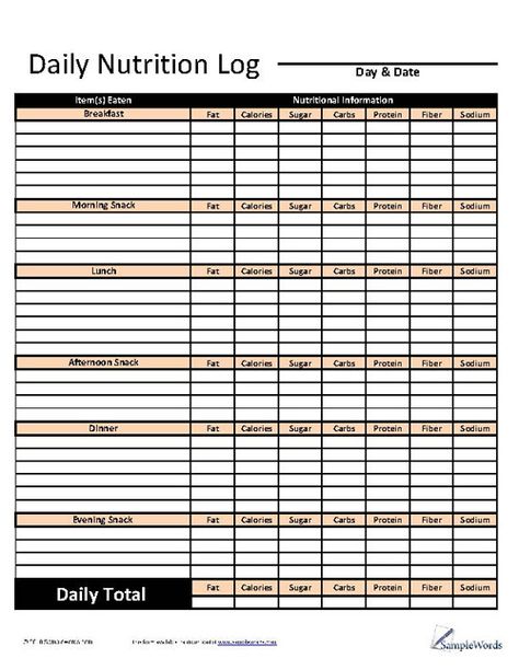 The Daily Nutrition Log is an effective way to track the nutritional content of the food consumed on a daily basis. You can track each meal that is eaten throughout the day, as well as… Food Journal Printable, Food Journal Template, Food Diary Template, Nutrition Tracker, Daily Nutrition, Nutrition Chart, Food Log, Nutrition Guide, Nutrition Labels