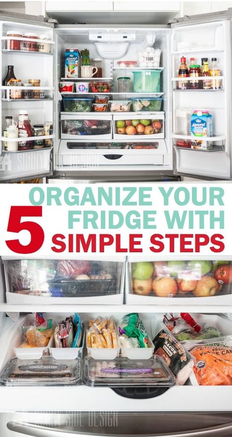 Organize Fridge, Nice Kitchens, Organized Fridge, Counter Depth Fridge, Declutter Bedroom, Cheap Organization, Freezer Organization, Refrigerator Organization, Organization Essentials