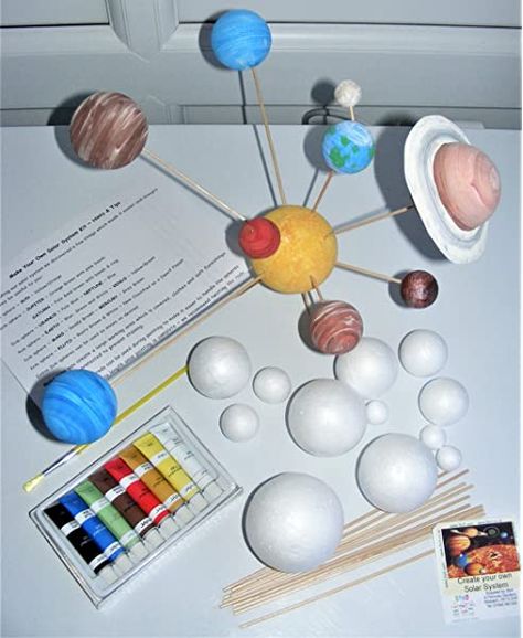 Make Your Own Solar System Model ~ 14 Mixed Sized Polystyrene Spheres / Balls 2cm to 7cm Diameter & Wooden Rods School Projects: Amazon.co.uk: Toys & Games Solar System Model Project, Solar System Science Project, Model Solar System, Solar System Model, Solar System Projects, System Model, Sphere Ball, Alphabet For Kids, Paint Supplies