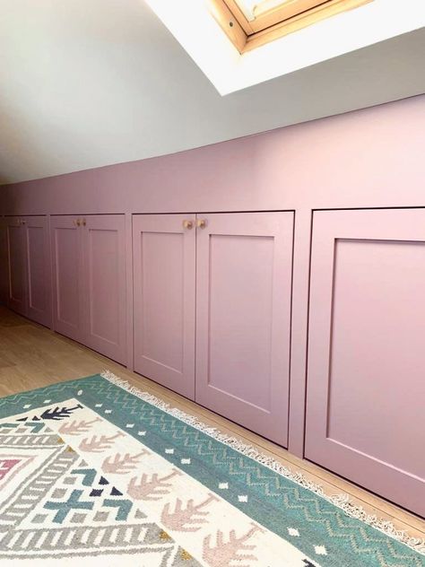 Eaves Storage Cabinets, Loft Cupboards Storage Spaces, Built In Eaves Storage, Eaves Storage Doors, Storage In Eaves, Loft Room Storage, Eves Storage Ideas, Loft Bedroom Storage Ideas, Attic Door Cover Ideas