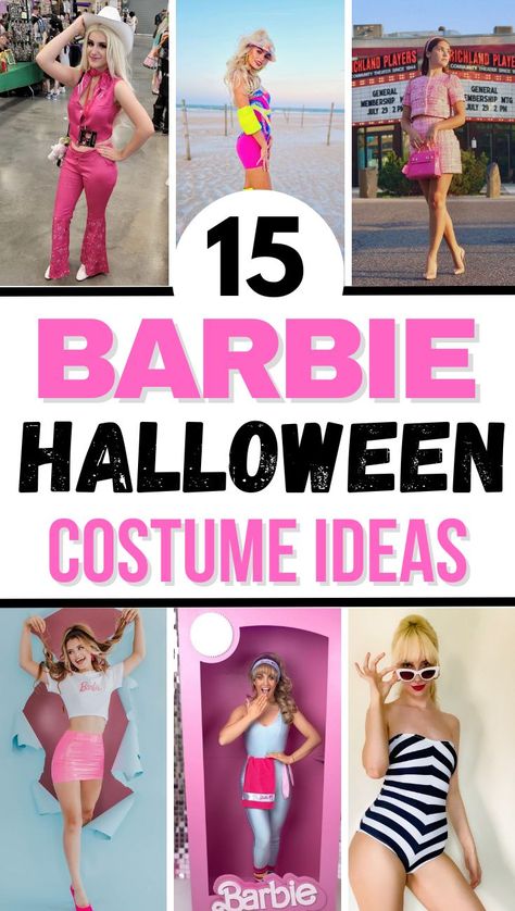 Looking for the best Barbie costume ideas for adults? This post shows you 15 genius Barbie halloween costume ideas that you will LOVE. Here you’ll find inspo like: barbie costume ideas women, barbie halloween costume group and barbie halloween costume for women! Types Of Barbie Costumes, Different Barbies Costumes, Vintage Barbie Costume, Barbie Costume Ideas, Barbie And Ken Costume, Barbie Halloween Costume, Barbie Theme Party, Themed Halloween Costumes, Hallowen Ideas