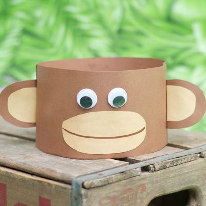 monkey hat Monkey Headband Craft, Monkey Headband, Animal Party Hats, Kix Cereal, Safari Crafts, Zoo Crafts, Monkey Crafts, Monkey Hat, Zoo Party