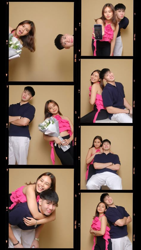 Self Studio Photoshoot Ideas Couple, Photo Booth Poses Friends, Inlove Era, Photo Booth Poses Couple, Photobox Ideas Pose Couple, Photobox Ideas, Photobox Pose, Self Photoshoot, Pose Couple