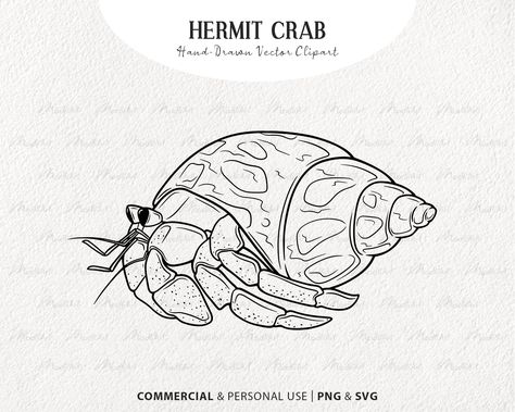 Marine Creatures Drawing, Hermit Crab Tattoo Ideas, Hermit Crab Drawing Simple, Crab Doodle, Hermit Crab Tattoo, Crab Line Drawing, Hermit Crab Drawing, Hermit Crab Doodle, Crab Design Drawing