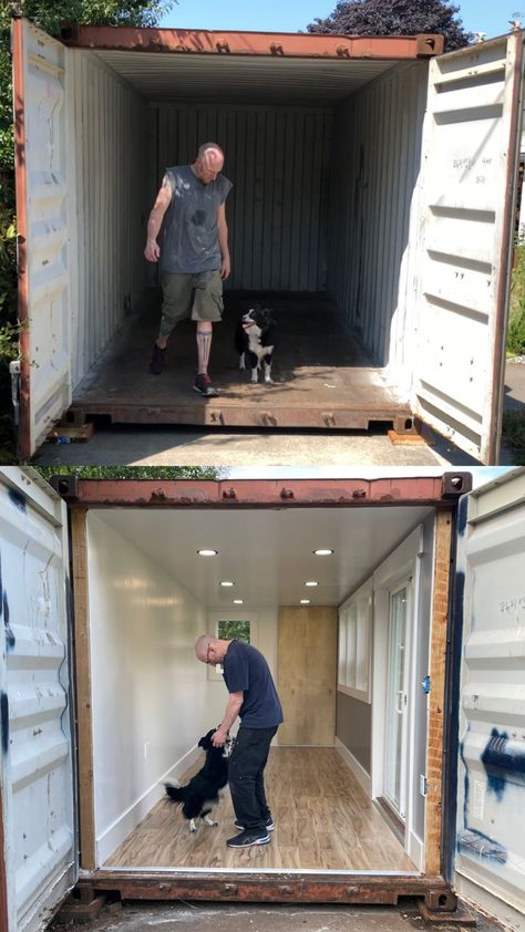 Container Basement, Container Man Cave, Shipping Container Gym, Container Gym, 20ft Shipping Container, Building A Small House, Sea Container Homes, Cargo Container Homes, Sea Containers