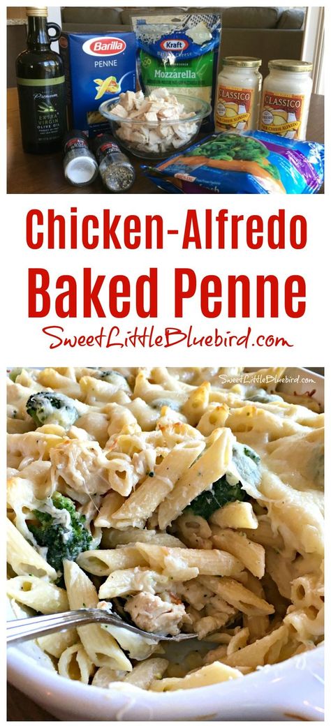 Broccoli Alfredo Sauce, Chicken Penne Alfredo, Penne Casserole, Comfort Food Casserole, Simple Chicken Alfredo Recipe, Chicken Alfredo Bake, Chicken Broccoli Alfredo, Baked Penne, Pasta Alfredo