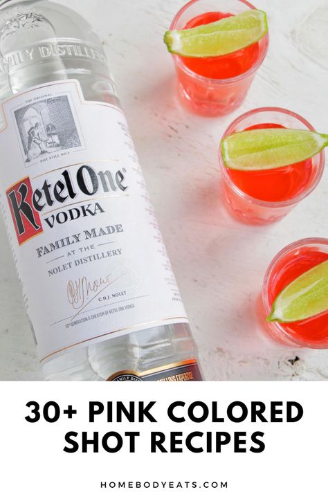 Looking for easy to make pink colored alcoholic shots? These shooter recipes are simple to whip up and are a pretty pink color. Plus, they're the perfect aesthetic for a girl's night too. I love how pretty these pink shot recipes turn out! My friends and I have tried so many of the ones on the list that use vodka, tequila, gin, or even whiskey, Pink Shots, Alcoholic Shots, Candy Shots, Shooter Recipes, Pink Shot, Shots Alcohol, Perfect Aesthetic, Shot Recipes, Entertaining Kitchen