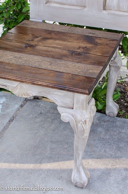 Monotone Bedroom, Diy Repurposed Furniture, Side Table Redo, Refinished End Tables, Distressed End Tables, Primitive Coffee Table, Shabby Chic Side Table, Painted Furniture Designs, End Table Makeover