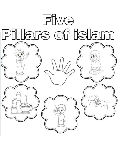 Five Pillars Of Islam Craft, Five Pillars Of Islam For Kids, 5 Pillars Of Islam For Kids, Rukun Islam Worksheet, Pillars Of Islam Worksheet, Ramadan Preschool, 5 Pillars Of Islam Craft, 5 Pillars Of Islam, Montessori Placemat