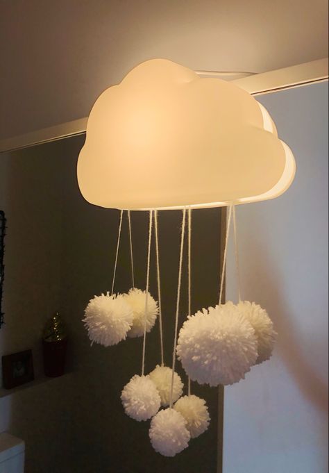 Ikea cloud light with pompoms Ikea Cloud Light, Lamp Styling, Snow Clouds, Cloud Light, Cloud Lamp, Cloud Lights, Perth, Pom Pom, Home Decor