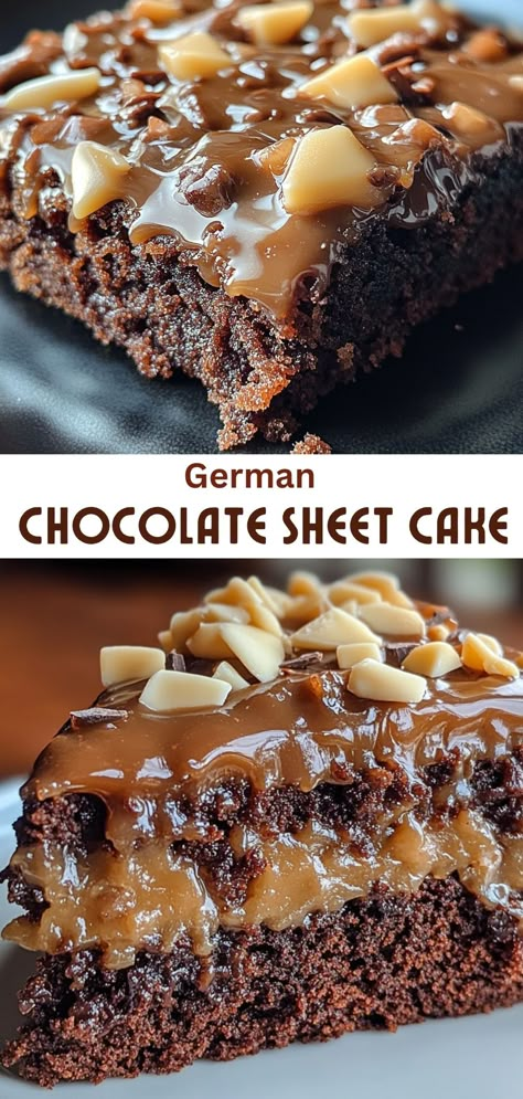 Sweets & Bakes: Muffins, Cakes & Pies: German Chocolate Sheet Cake German Chocolate Cake Ideas, Chocolate And Coconut Cake, Sheet Pan Desserts For A Crowd, Dobash Cake, German Chocolate Sheet Cake, Sheet Pan Cakes, Easy German Chocolate Cake, Crab Cake Appetizer, Chocolate Cake Mix Recipes